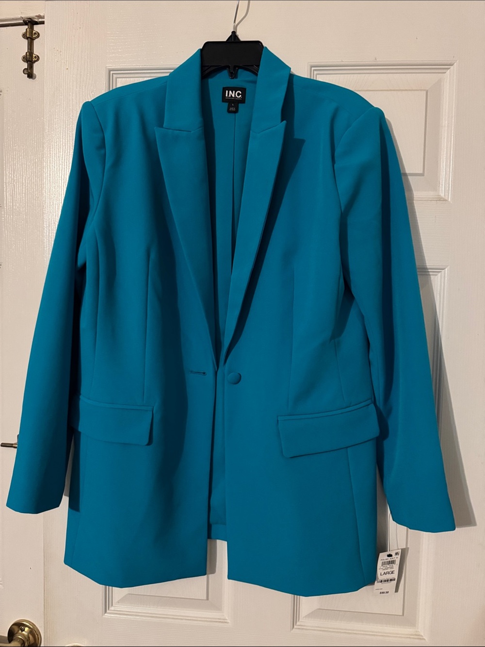 INC International Concepts Vibrant Teal Single-Button Blazer